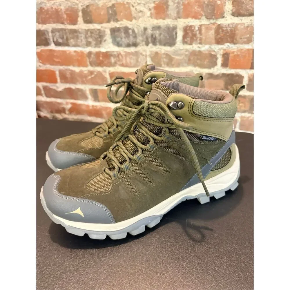 PACIFIC MOUNTAIN • BOULDER Olive Green Waterproof Hiking Ankle Boot • Ladies 9